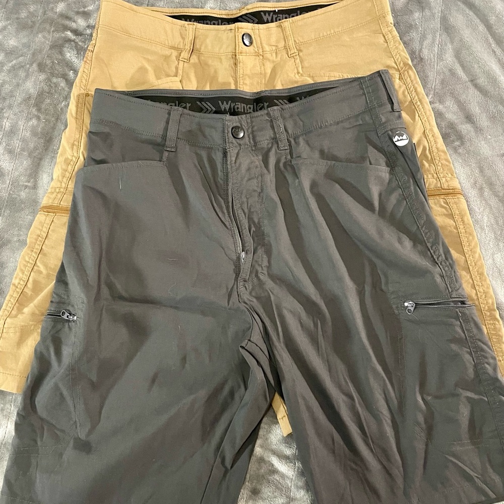 Wrangler Men's Shorts Bundle- Tan and Gray, EUC